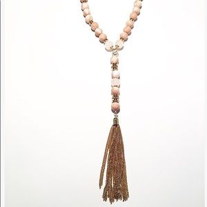 Milk Rose Tassel Necklace